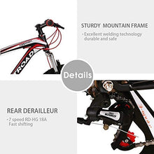 Load image into Gallery viewer, PanAme Mountain Bike 26 Inches Outroad 21 Speed Suspension Fork Anti-Slip Bicycle with Dual Disc Brake and High Carbon Steel Frame for Men and Women, Red