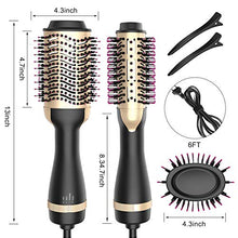 Load image into Gallery viewer, Hot Air Brush, Bongtai Hair Dryer Brush Hair Dryer & Volumizer 3 in 1 Brush Blow Dryer Styler for Rotating Straightening, Curling, Salon Negative Ion Ceramic Blow Dryer Brush(Golden)