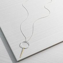 Load image into Gallery viewer, Silpada 'Intermix' Open Circle & Bar Pendant Necklace in Sterling Silver & Brass