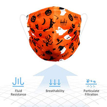 Load image into Gallery viewer, Disposable Face Masks, Halloween Face Mask 3 Layers Facial Safety Masks with Adjustable Elastic Ear Loop Disposable Respirator Safety Mouth Masks Dust Air Pollution Protection - 50Pcs