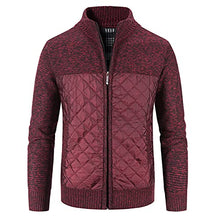 Load image into Gallery viewer, Ewisvgh Men's Vintage Jackets, Stand Collar Patchwork Coats Fall Winter Sherpa Fleece Lined Trench Windbreaker