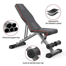 Load image into Gallery viewer, OUNUO Adjustable Weight Bench Foldable, Fitness Workout Bench Weight Lifting Sit-up Multi-use Exercise Bench Flat Incline Decline Bench Press for Home Gym Training