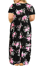 Load image into Gallery viewer, Nemidor Women Short Sleeve Loose Plain Casual Plus Size Long Maxi Dress with Pockets (20W, Light Green+Print)