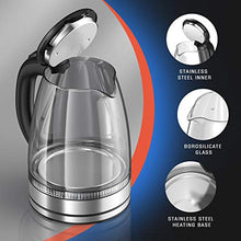 Load image into Gallery viewer, HadinEEon Electric Kettle 1.7L Glass Electric Tea Kettle (BPA Free) Cordless Teapot, Portable Electric Hot Water Kettle with Auto Shutoff Protection, Stainless Steel Lid & Bottom