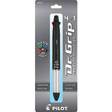 Load image into Gallery viewer, PILOT Dr. Grip 4+1 Multi-Function Refillable & Retractable Ballpoint Pen + Pencil, Fine Point, Black Barrel, Black/Red/Blue/Green Inks, Single Pen (36220)