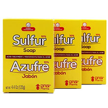 Load image into Gallery viewer, Biosulfur Grisi Sulfur Soap, Acne Treatment, Cleaner Bar Soap, Helps you Reduce Oil Excess and Acne Pimples, Keeps Pores Cleaner, Sulfur 10%, 3-Pack of 4.4 Oz, Bar Soaps, yellow