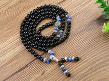 Load image into Gallery viewer, COAI Multilayer Blue Kyanite and Obsidian Malas Prayer Beads Bracelet