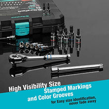 Load image into Gallery viewer, DURATECH Bit Socket Set, 42-piece, 1/4" and 3/8" Drive Allen, Torx, Star, Slotted, Phillips Bit Sockets, 3/8" 90T Ratchet, Extension Bar, Socket Adapter, with Storage Case, SAE & Metric