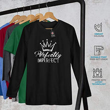 Load image into Gallery viewer, wellcoda Perfectly Imperfect Womens Long Sleeve T-Shirt, Crown Graphic Design Black 2XL