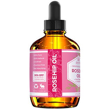 Load image into Gallery viewer, Rosehip Seed Oil by Leven Rose, 100% Pure Organic Unrefined Cold Pressed Anti Aging Rose Hip Moisturizer for Hair Skin & Nails, 4 Fl. oz