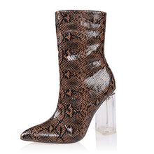 Load image into Gallery viewer, AIIT Women's Chunky High Heel Ankle Boot Shoe Brown Size9