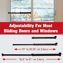 Load image into Gallery viewer, SECURITYMAN Sliding Door Security Bar-Child Proof Sliding Glass Door Bar with Anti Lift Lock - Fits Most Doors & Windows-Adjustable Patio Door Security Bar (19"- 51") (Black)