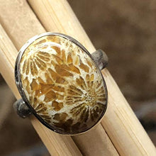 Load image into Gallery viewer, Natural Indonesian Fossil Coral 925 Solid Sterling Silver Ring Size 7.75