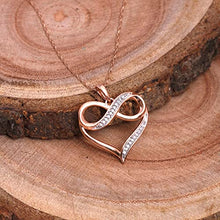Load image into Gallery viewer, 10K Rose Gold Diamond Infinity Heart Pendant Necklace for Women (1/20 ct), 18”