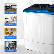 Load image into Gallery viewer, EROMMY Portable Mini Cloth Twin Tub Washing Machine Compact Washer w/Wash and Spin Cycle, 12.5 lbs 2IN1 Washer Ideal for Dorms, Apartments, RVs, Camping etc,Blue
