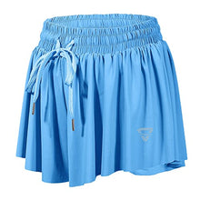 Load image into Gallery viewer, luogongzi 2 in 1 Flowy Comfy Shorts for Women Gym Yoga Athletic Workout Running Biker Spandex Lounge Sweat Skirt Summer (S, Light Blue)