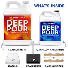 Load image into Gallery viewer, Upstart Epoxy 2" Deep Pour Epoxy Resin Kit DIY - Made In USA - Super Ultra Crystal Clear 2 Part Formulation - Perfect Casting Resin for River Table, Countertop, Tabletop, Art, Jewelry - 1.5 Gallon Kit