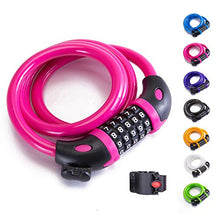Load image into Gallery viewer, Bike Lock Bicycle Lock Chain ,5-Digit Combination Lock Core Steel Wire Bike Lock Security&Portable Bicycle Locks,4 Feet x 1/2 inch (Pink)