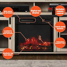 Load image into Gallery viewer, ENSTVER TV Stand for TVs up to 55" with Electric Fireplace Included,Media Storage Television Console for Living Room (White Oak)