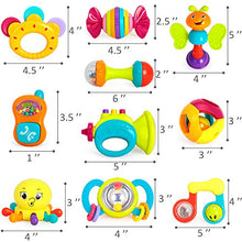Load image into Gallery viewer, iPlay, iLearn 10pcs Baby Rattles Teether, Shaker, Grab and Spin Rattle, Musical Toy Set, Early Educational Toys for 3, 6, 9, 12 Month Baby Infant, Newborn