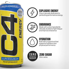 Load image into Gallery viewer, C4 Energy Drink 16oz (Pack of 12) - Frozen Bombsicle - Sugar Free Pre Workout Performance Drink with No Artificial Colors or Dyes