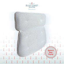 Load image into Gallery viewer, Blue Coast Collection–Bath Pillow for Tub with Konjac Sponge–Large Size for Bathtub, Hot Tub, Jacuzzi, and Home Spa–Non-slip Luxury Support for Head, Neck, Back and Shoulders, 6 Strong Suction Cups