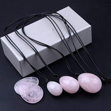 Load image into Gallery viewer, Banshren 5 Piece Rose Quartz Healing Crystals Set, 3 Rose Crystal Quartz Drilled Eggs in Graduated Sizes for Kegel Exercise or Vaginal Training (Small, Medium, Large) & 2 Worry Stones for Meditation