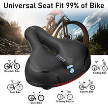 Load image into Gallery viewer, Waterproof Comfortable Wide Bike Seat with Red Warning Strip,Memory Foam Bicycle Saddle with Dual Shock Absorbing,Universal Fit Bike Cushion Replacement on Indoor/Outdoor Mountain Bikes for Women&Men