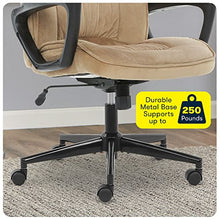 Load image into Gallery viewer, Serta Hannah Executive Microfiber Office Chair with Headrest Pillow, Adjustable Ergonomic with Lumbar Support, Soft Fabric, Beige