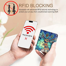 Load image into Gallery viewer, APHISON Womens Wallet, Slim Small Wallet for Women RFID Wallet Women Cartoon Microfiber Leather with ID Credit Card Holder Zipper Coin Pocket Bifold Compact Wallet Peacock