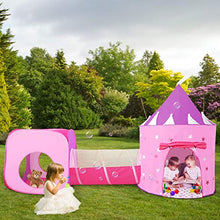 Load image into Gallery viewer, Gift for Girls, Princess Tent with Tunnel, Kids Castle Playhouse & Princess Dress up Pop Up Play Tent Set, Toddlers Toy Birthday Gift Present for Age 3 4 5 6 7 Years, Glow in The Dark Stars, Indoor