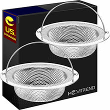 Load image into Gallery viewer, 2 Pack Kitchen Sink Strainer,4.5 inches Large Wide Rim,Germany 304 Stainless Steel Sink Drain Strainer with Handle Sink Stopper,Basket Strainer