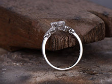 Load image into Gallery viewer, 6.5mm Round Cut 1ct Engagement ring,925 sterling silver stacking wedding band,CZ Bridal ring,Retro vintage,marquise bezel,white gold plated,Man Made diamond CZ ring,any size