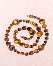 Load image into Gallery viewer, Jewever Tiger Eye Beaded Strand Necklaces for Women Men Necklace Reiki Healing Crystals and Gemstone Beaded Necklace Natural Stone Unisex Jewelry Gifts (Yellow)