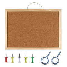 Load image into Gallery viewer, Cork Board Bulletin Board - 15.7"X 12" Vision Board Wood Frame Corkboard Message Board Wall Mounted Pin Board for School, Home & Office (with Pins, Hardware, Rope)