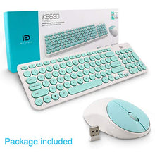 Load image into Gallery viewer, Wireless Keyboard and Mouse Combo, FD iK6630 2.4GHz Cordless Cute Round Key Set Smart Power-Saving Whisper-Quiet Slim Combo for Laptop, Computer,TV and Mac (Mint Green & White)