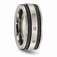 Load image into Gallery viewer, ICE CARATS Titanium Black Plated Cable Diamonds 10mm Brushed Wedding Ring Band Size 10.50 Man Fancy Fashion Jewelry for Dad Mens Gifts for Him