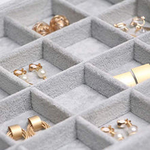 Load image into Gallery viewer, DIOMMELL 4 Pack Stackable Velvet Jewelry Trays Organizer, Jewelry Storage Box Display Trays Showcase Holder Closet Dresser Drawer Organizer for Earring Necklace Bracelet Ring Accessary, Grey