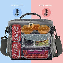 Load image into Gallery viewer, FlowFly Insulated Reusable Lunch Bag Adult Large Lunch Box for Women and Men with Adjustable Shoulder Strap Front Zipper Pocket and Dual Large Mesh Side Pockets, Royal