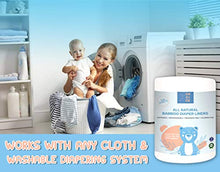 Load image into Gallery viewer, Disposable Cloth Bamboo Diaper Liners –Fragrance Free, Chlorine Free & Eco-Friendly , Flushable Biodegradable Reusable Liners for Cloth Diaper - 100 Sheets per roll