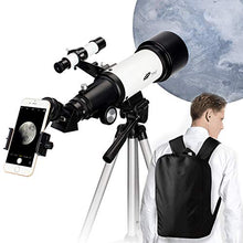 Load image into Gallery viewer, 70mm Aperture 400mm AZ Mount Astronomical Refractor Telescope, Good Gift for Observe The Moon and Landscape - Portable Travel Scope with Backpack