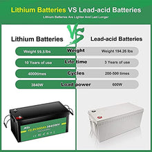 Load image into Gallery viewer, JITA 12V 300Ah lithium battery LiFePO4 Deep Cycle Battery 200A BMS, 2000-5000 Cycles, 10 Year Life, Power Fast Charging for Solar Power System RV House Trolling Motor Wheelchair Household (12V 300Ah)