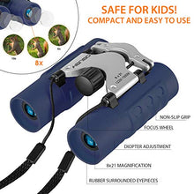 Load image into Gallery viewer, Binoculars for Kids Best Gifts for 3-12 Years Boys Girls 8x21 High-Resolution Real Optics Mini Compact Binocular Toys Shockproof Folding Small Telescope for Bird Watching,Travel, Camping