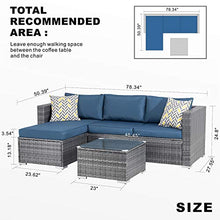 Load image into Gallery viewer, Walsunny Outdoor Furniture Patio Sets,Low Back All-Weather Small Rattan Sectional Sofa with Tea Table&Washable Couch Cushions&Upgrade Wicker (Aegean Blue)