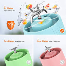 Load image into Gallery viewer, Portable Blender, Personal Size Blender Smoothies and Shakes, Mini Blender 4000mAh USB Rechargeable with Six Blades, Handheld Blender Sports,Travel,Gym (Blue)