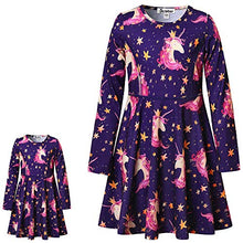 Load image into Gallery viewer, Long Sleeve Unicorn Dresses for Toddler Girls Casual Summer Sun Dresses 7 16
