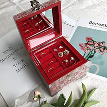 Load image into Gallery viewer, Nacreh Jewelry Boxes, 5.3" W x 5.3" D x 4.1" H (13 x 13 x 10.5cm), Red