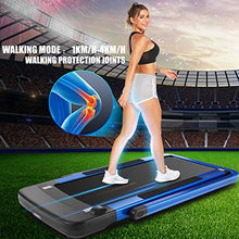 Load image into Gallery viewer, ANCHEER 2 in1 Folding Treadmill, 2.25HP Under Desk Electric Treadmill with Remote Control and Bluetooth Speaker & LCD Monitor, Installation-Free, Exercise Fitness Machine for Home/Office Use (Blue)