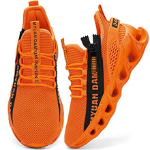 Load image into Gallery viewer, Damyuan Mens Running Tennis Shoes Athletic Gym Walking Workout Sports Fashion Sneakers Blade Shoes Zipper Design Slip-on Comfortable A79 (9.5 Men, Orange)