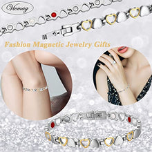 Load image into Gallery viewer, Vicmag Magnetic Bracelet for Women Arthritis Joint Titanium Steel Magnet Therapy Brasalete Pain Relief 3500 Gauss Magnets, Health Healing Jewelry Gift with Adjustment Tool (Silver & Gold & 4 Elements)